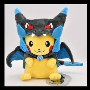 Pokemon Yellow and Blue Plush Doll with Charizard Costume